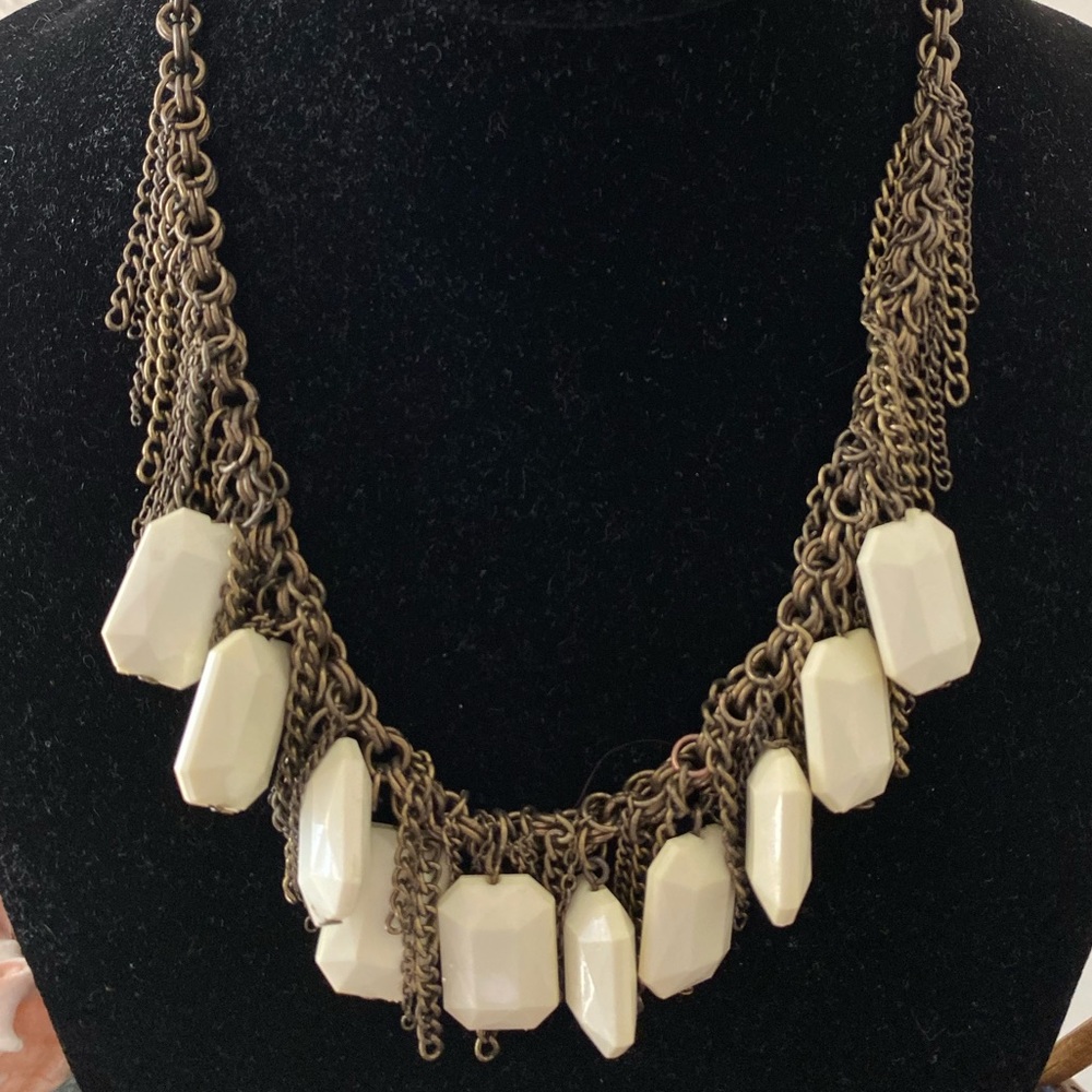 Nordstrom Bronze Cream Drop Statement Necklace - image 7